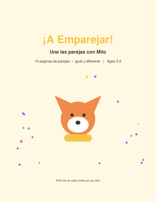 Fichas de emparejar gratis, preescolar