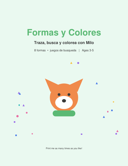 Formas y colores, fichas gratis preescolar