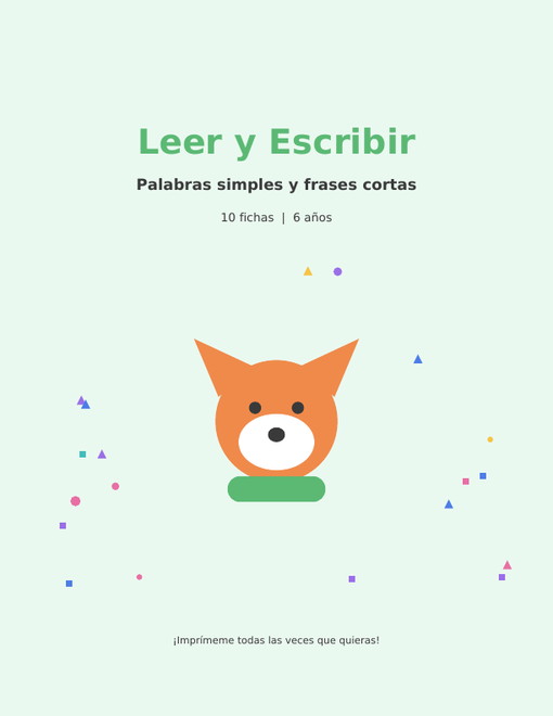 Fichas de lectura y escritura gratis para 6 años