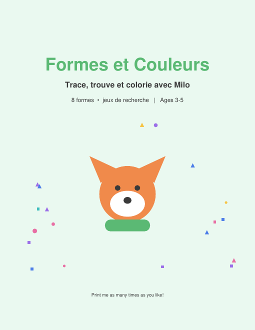 Formes et couleurs, fiches gratuites maternelle
