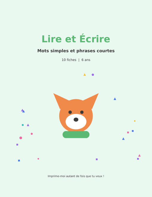 Fiches de lecture et écriture gratuites 6 ans