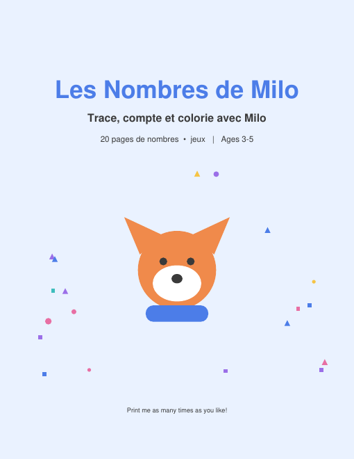 Nombres à tracer 1-20 gratuits